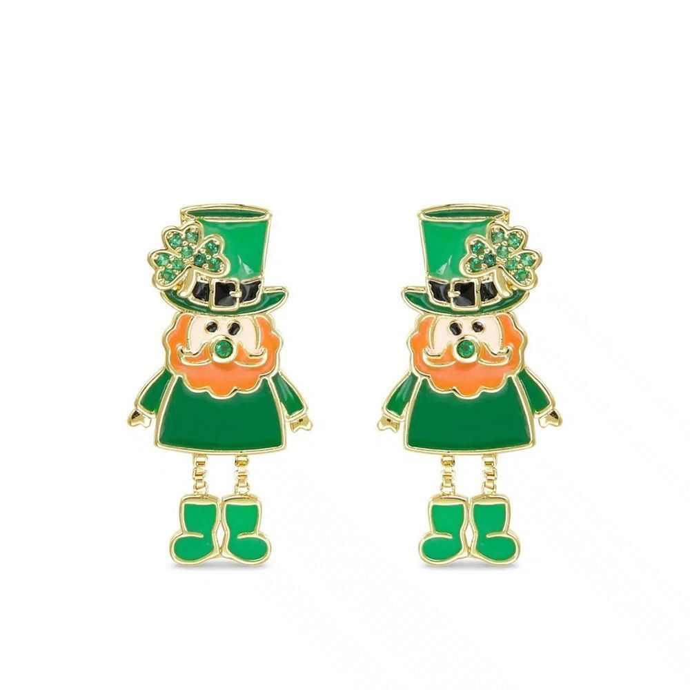 New AMANDA BLU GOLD CZ LEPRECHAUN EARRINGS